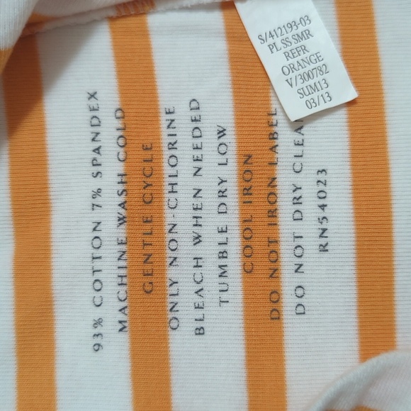 Banana Republic Short Sleeve Striped Top, Color White/Orange Size L - Picture 13 of 13